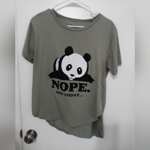 On Fire army green Short Sleeve Panda"Nope Not Today" 2 Sided Graphic T Shirt XL - Picture 1 of 6